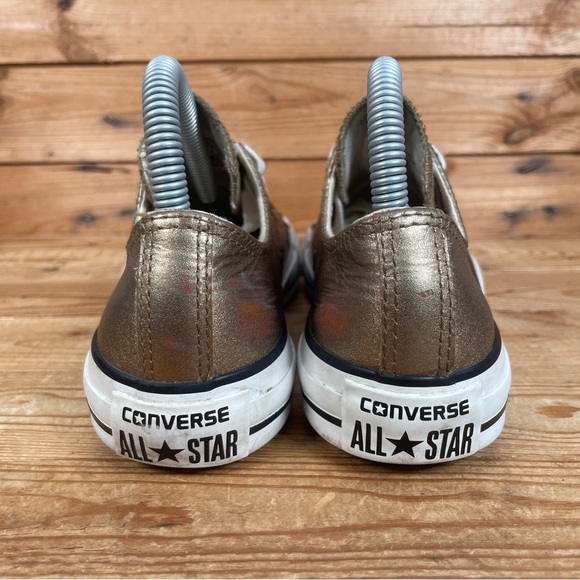CONVERSE All Star Trainers Size UK 4 Womens Gold Leather Lace Up Casual Shoes - Picture 9 of 13